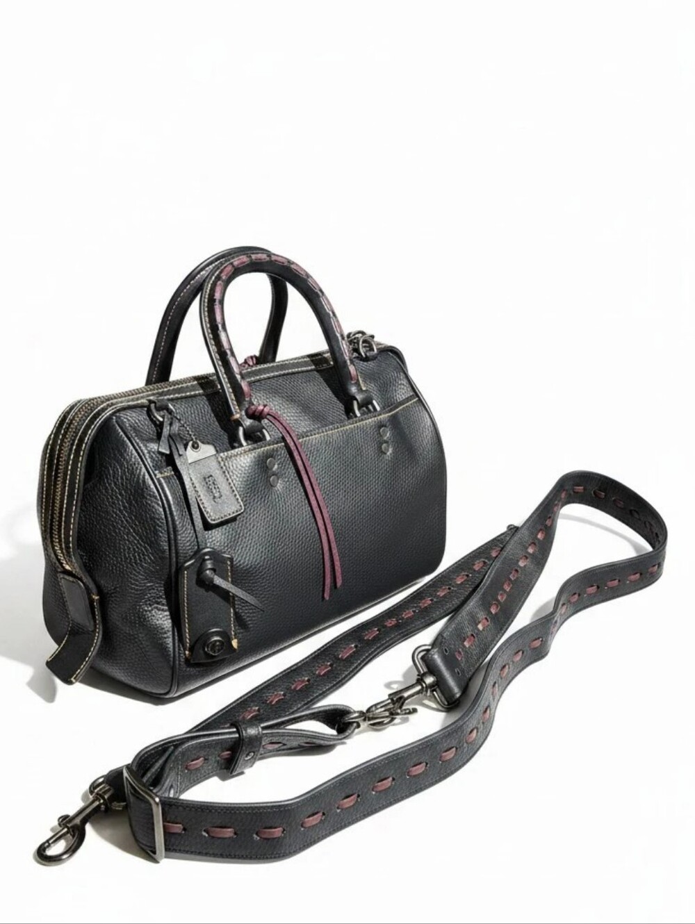 COACH 1941 Rogue Satchel Pebbled Leather Embellished Top Handle Custom Straps - Picture 3 of 9
